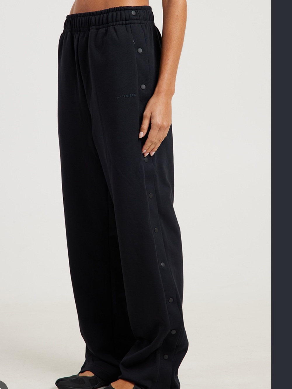 SKIMS Black Matte Tricot Side-Snap Track Pants